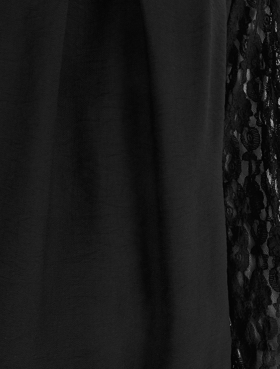 Top boule uni à manches en dentelle - Noir - 3