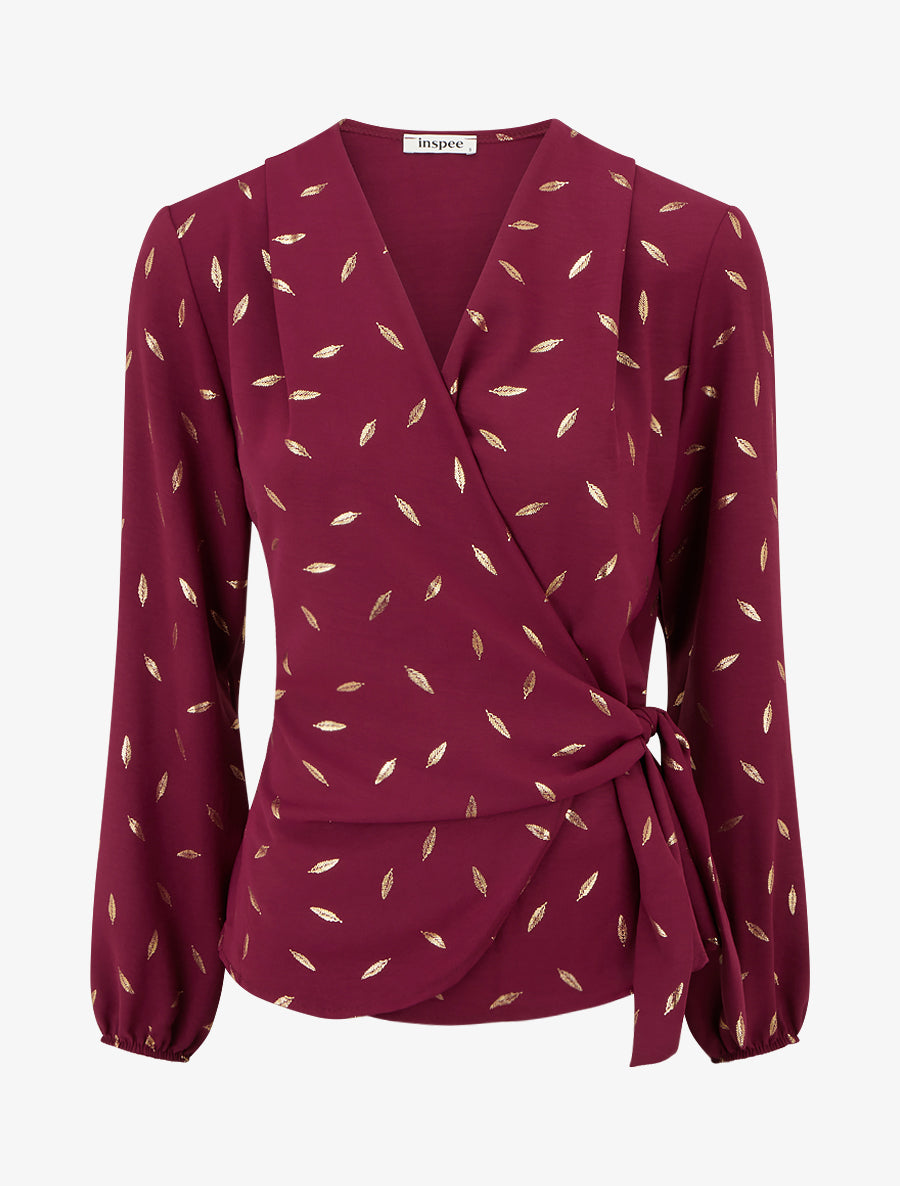 Top style portefeuille à plumes irisées - Bordeaux