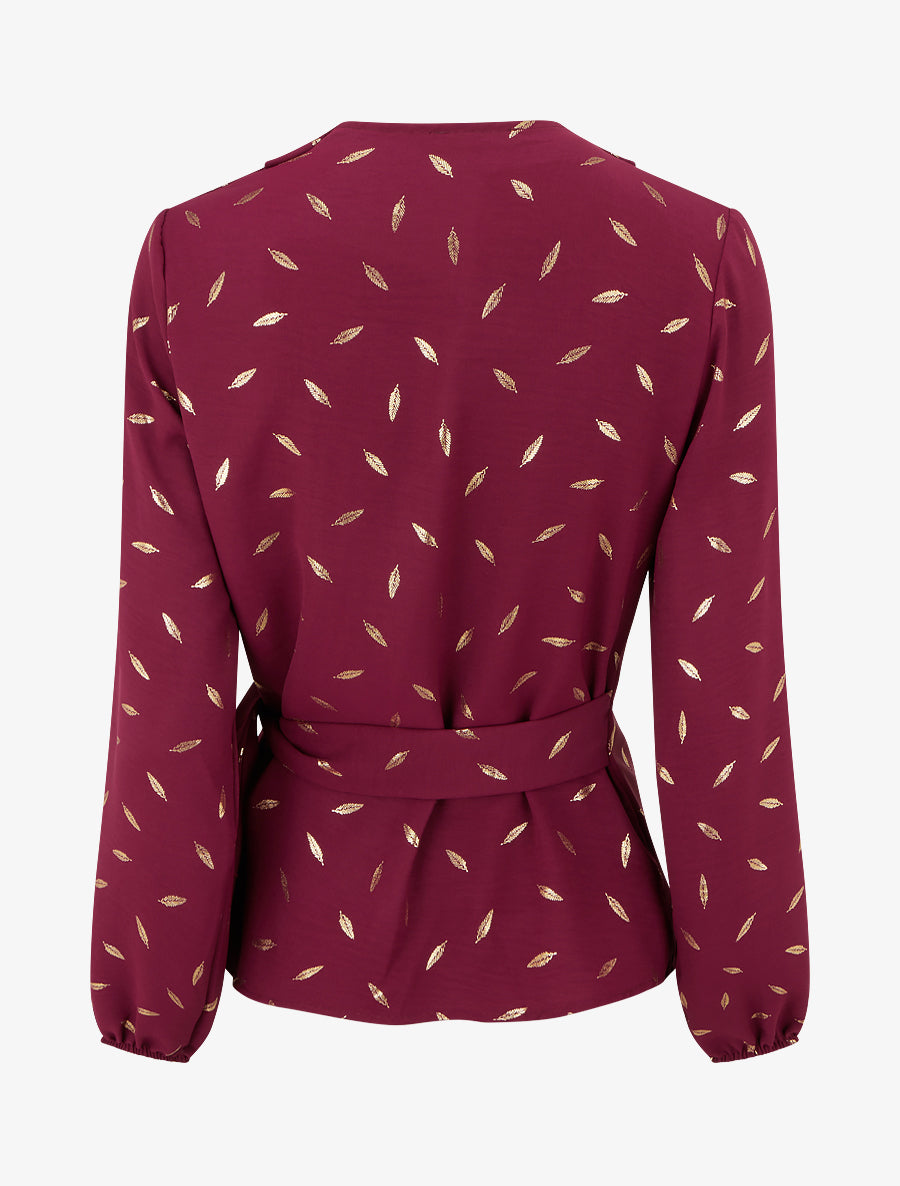 Top style portefeuille à plumes irisées - Bordeaux