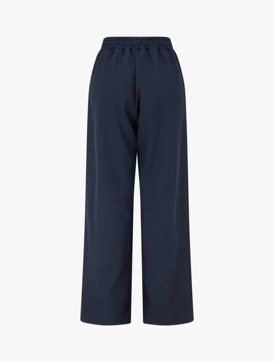 Pantalon ample taille haute à bijou fantaisie - Marine - 2
