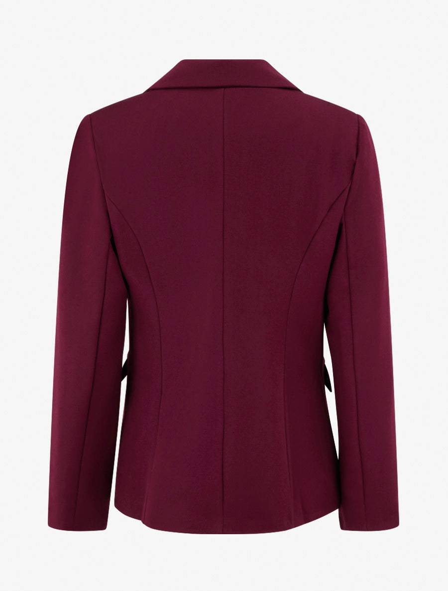 Blazer uni à col cranté - Lie de vin - 2