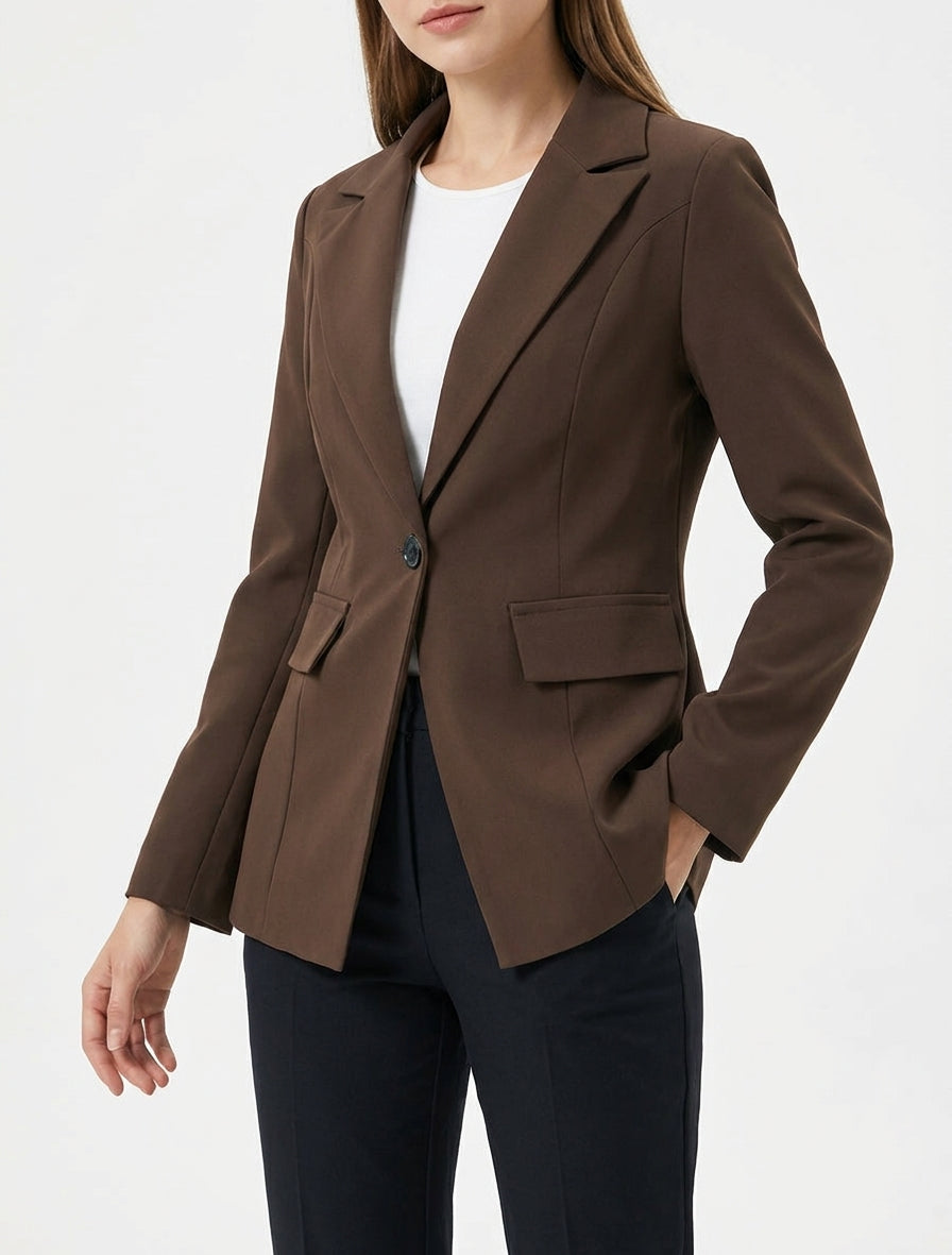 Basisblazer met schoudervullingen - Bruin