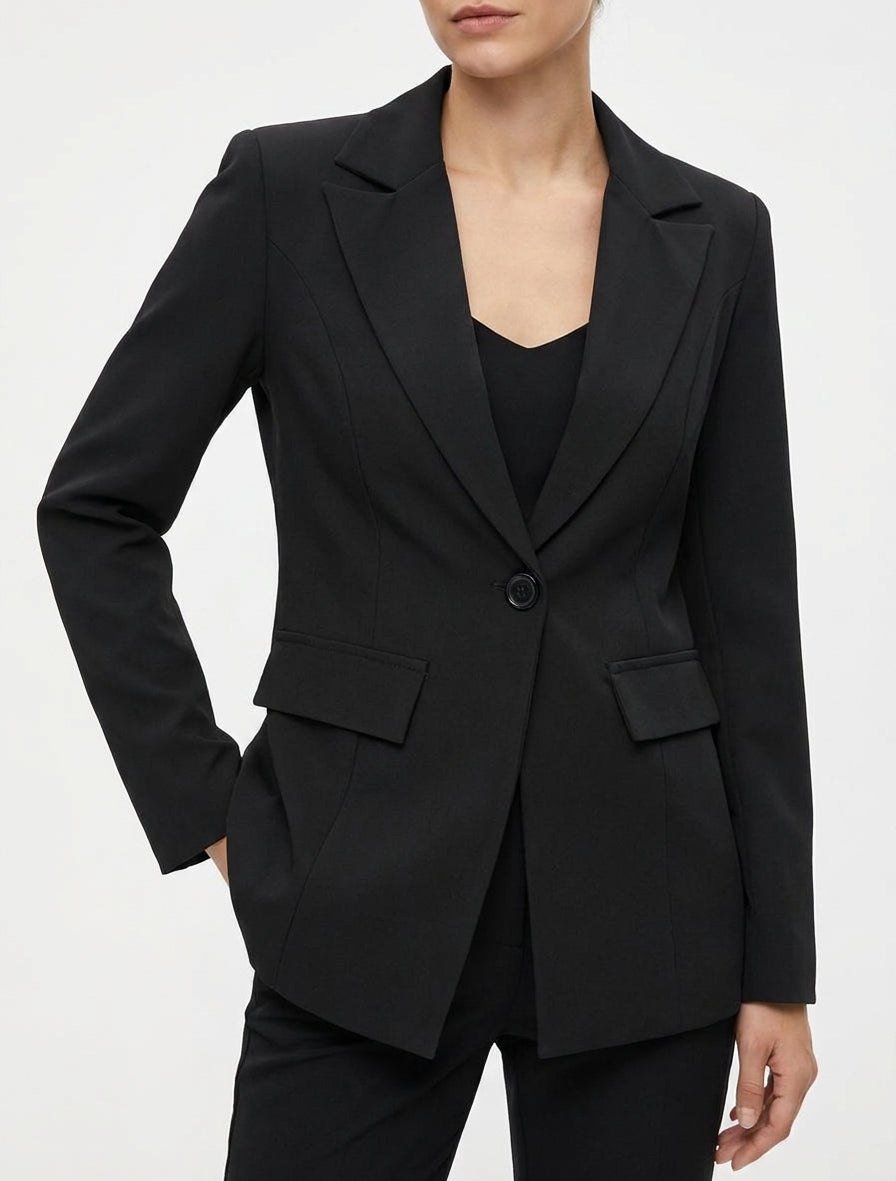 Basisblazer met schoudervullingen - Zwart