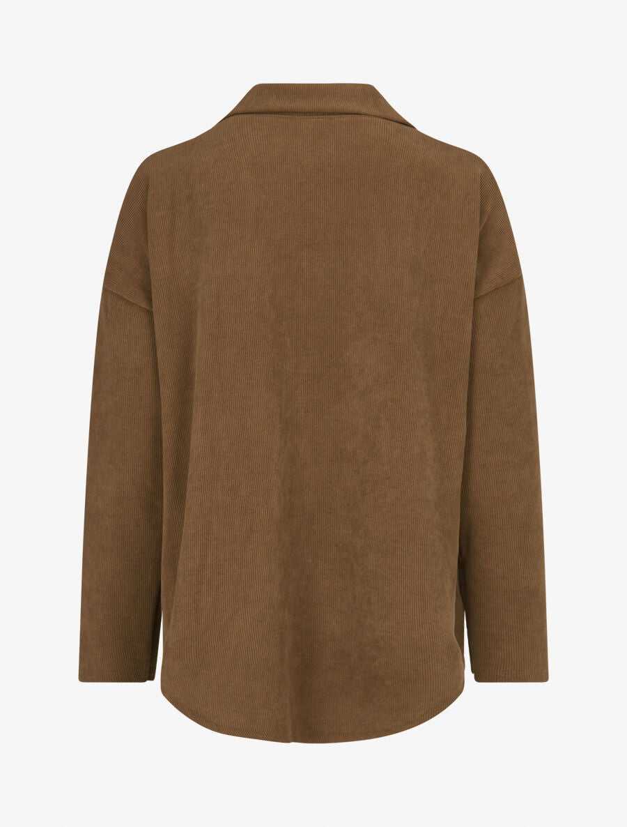 Surchemise côtelée basique - Camel - 2