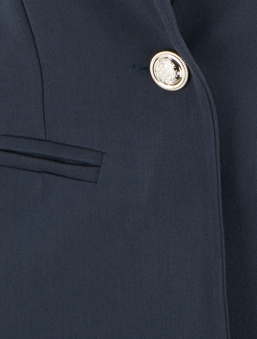 Blazer uni à col droit - Marine - 3