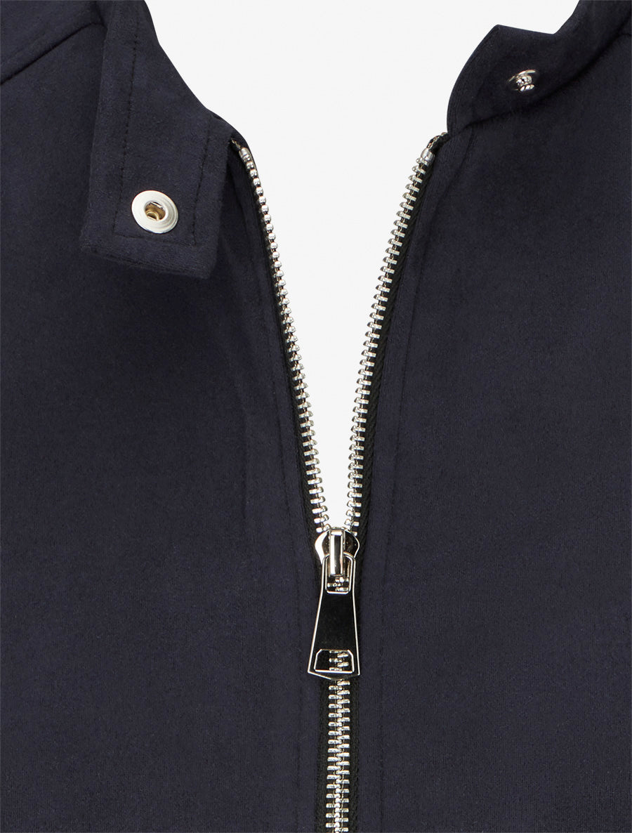 Veste en suédine à col montant et zip - Marine - 3
