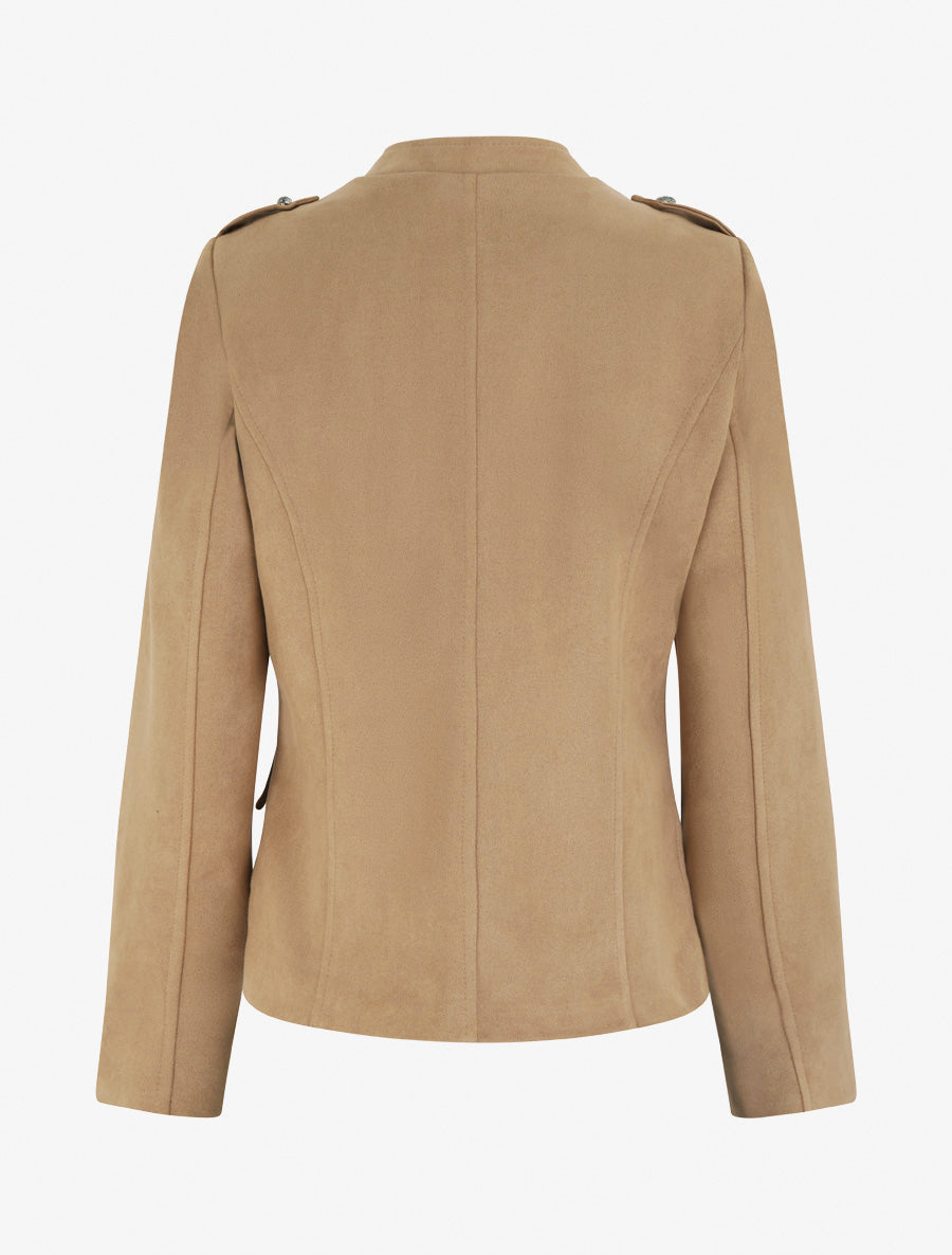 Veste en suédine style officier - Beige - 2