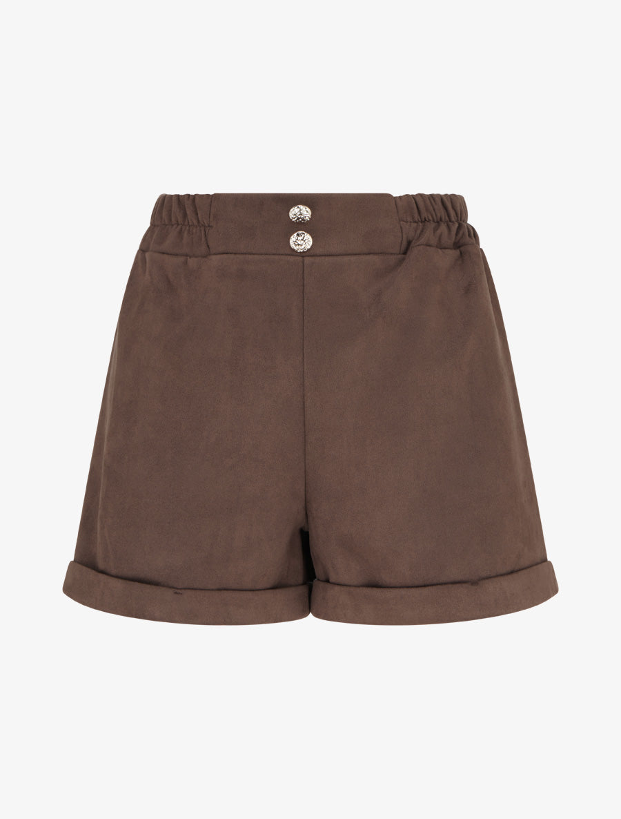 Short paperbag en suédine - Marron - 1