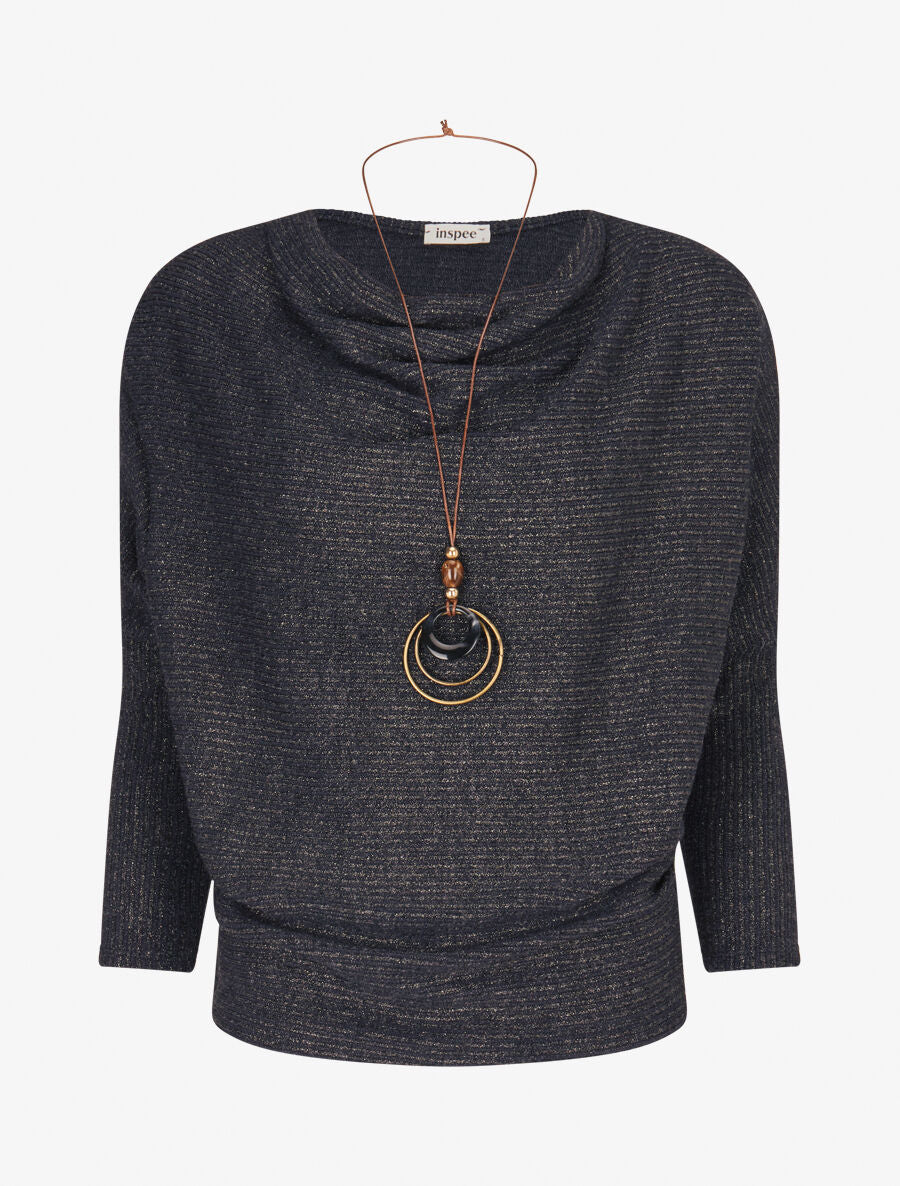 Pull côtelé et irisé - Marine - 5