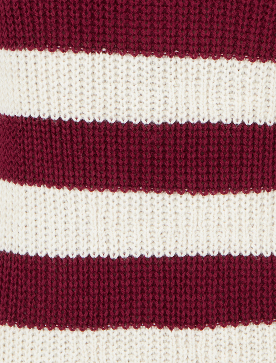 Pull à rayures et boutons décoratifs - Lie de vin - 3
