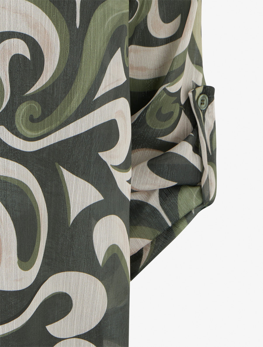 Top droit irisé à imprimé arabesque - Kaki - 3