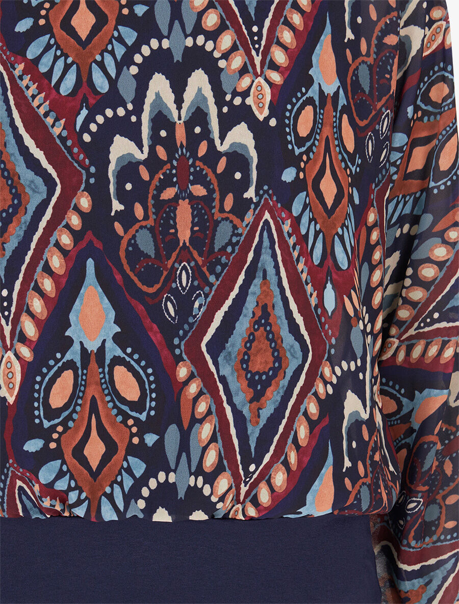 Top imprimé graphique en voile - Marine - 3