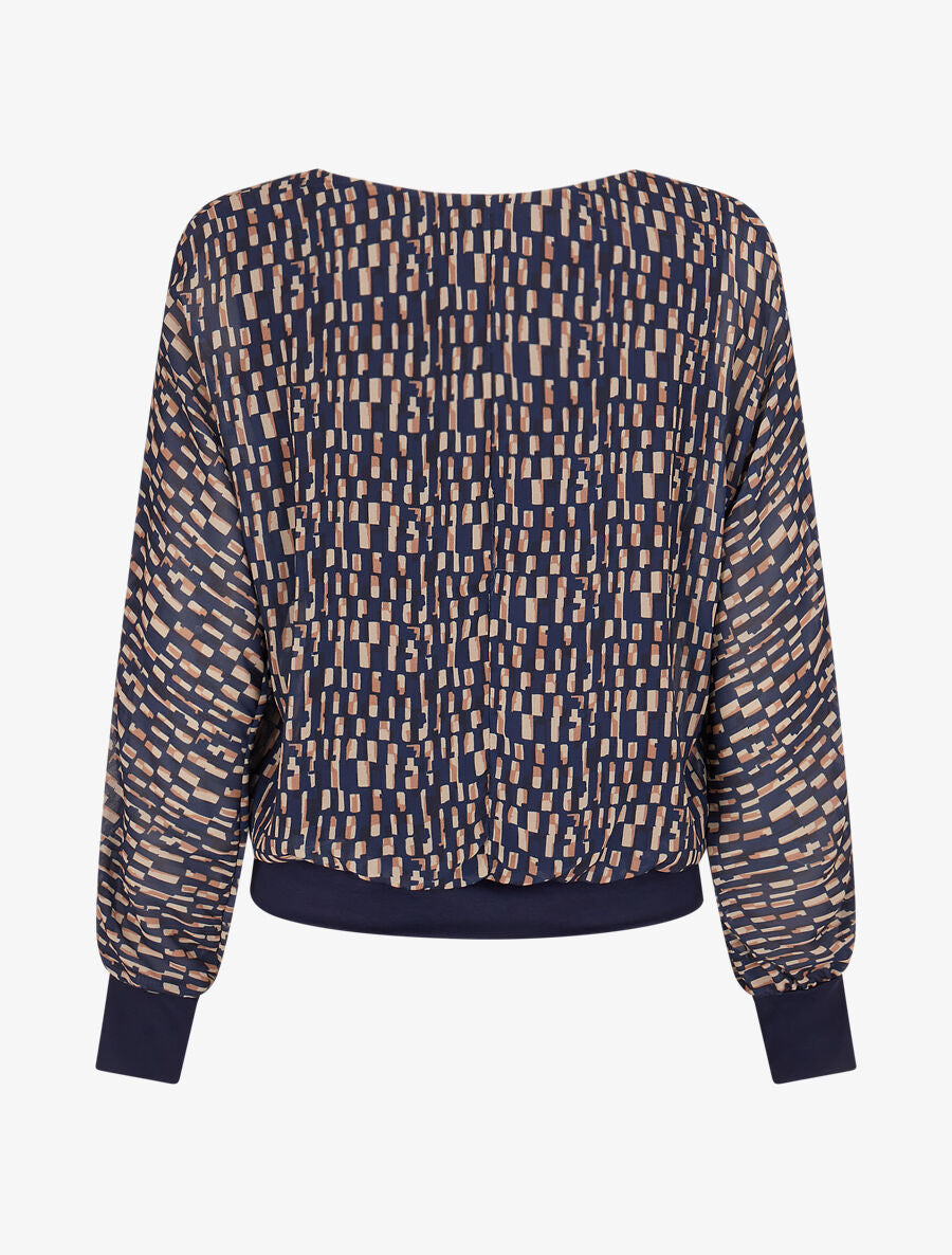 Top imprimé géométrique en voile - Marine - 2