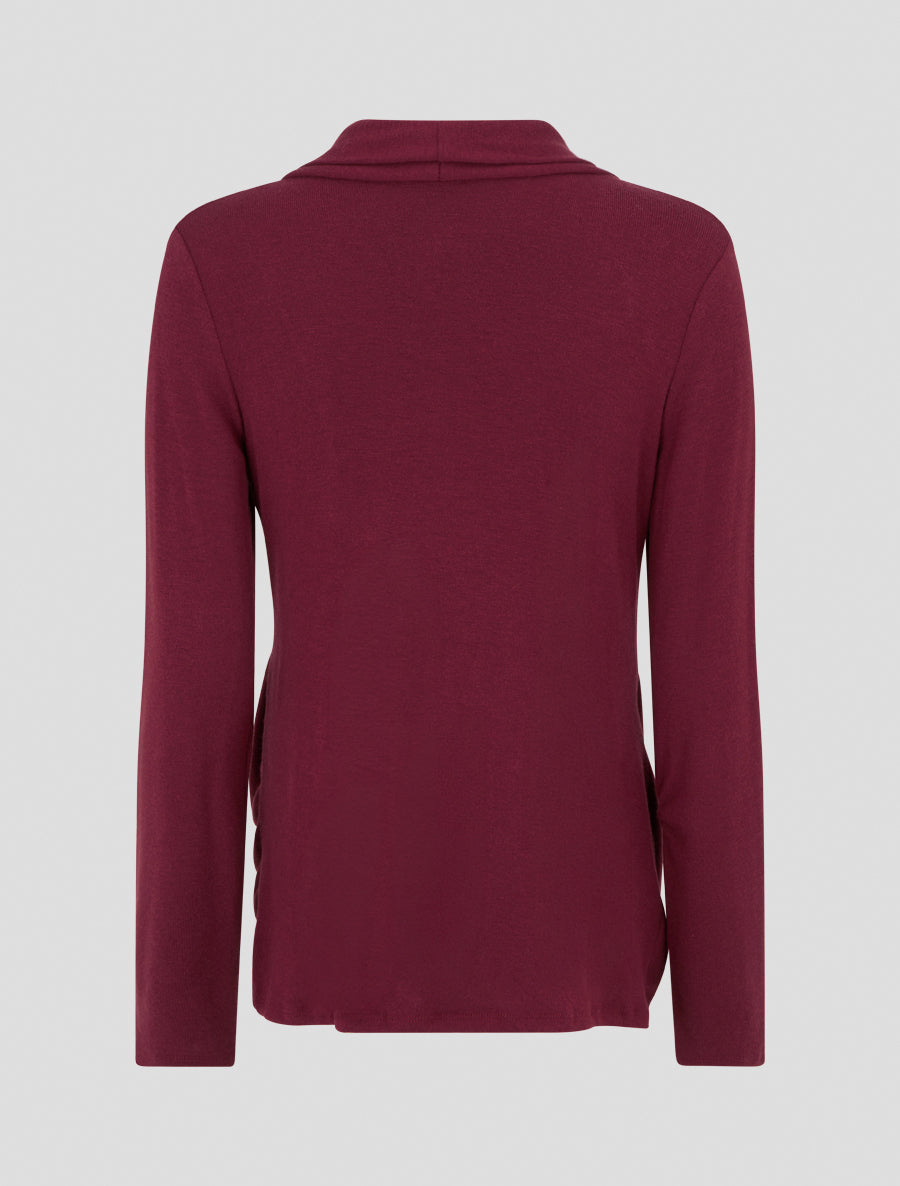 Pull style gilet effet torsader avec doublure à dentelle - Bordeaux/noir - 2