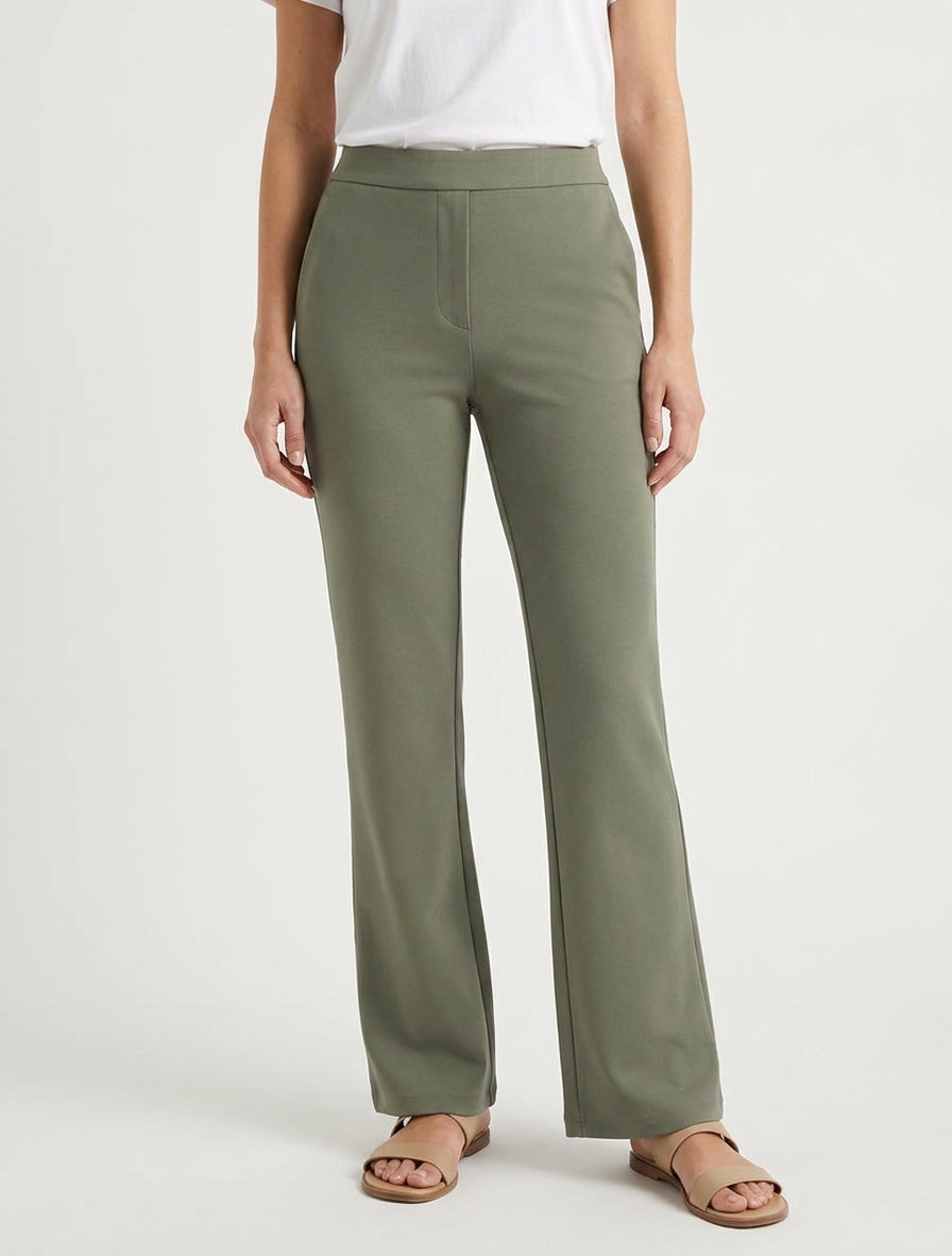 Pantalon uni coupe droite - Kaki