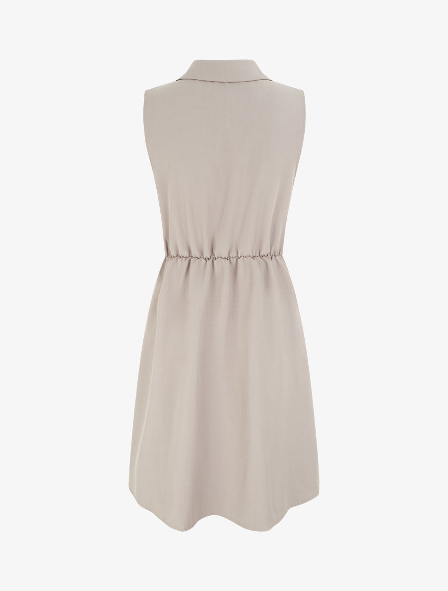 Robe patineuse sans manches à ceinture bijou - Taupe - 2