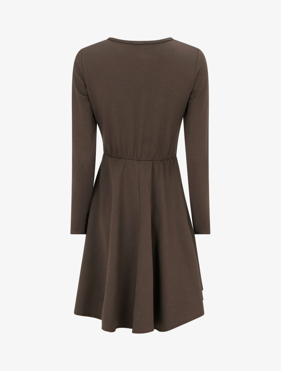 Robe patineuse à taille effet croisé - Marron - 2