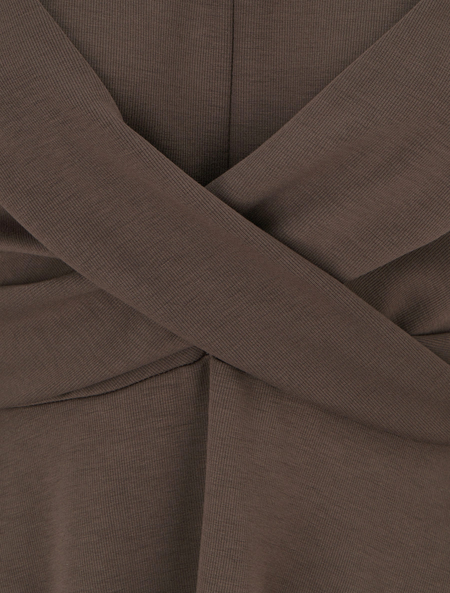 Robe patineuse à taille effet croisé - Marron - 3