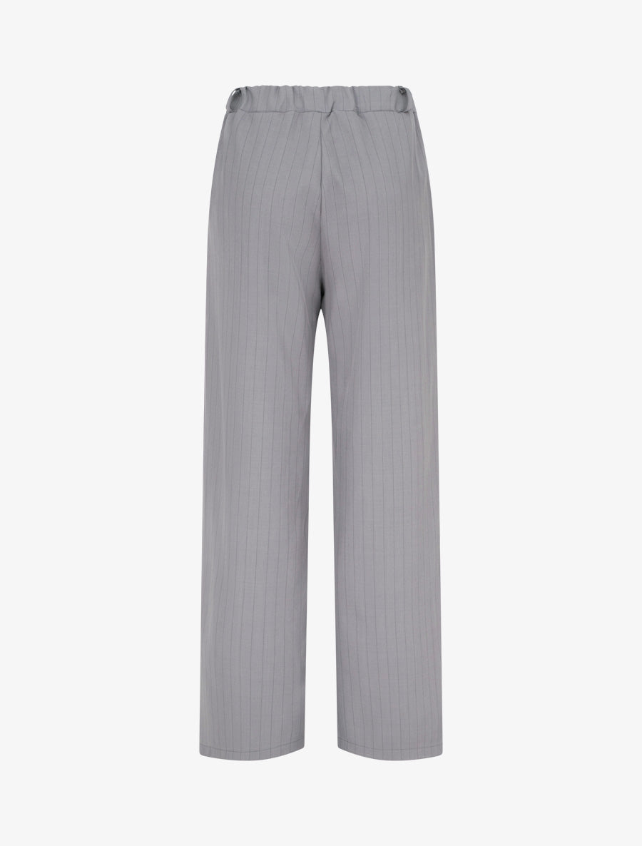 Pantalon rayé à taille élastiquée - Gris - 2