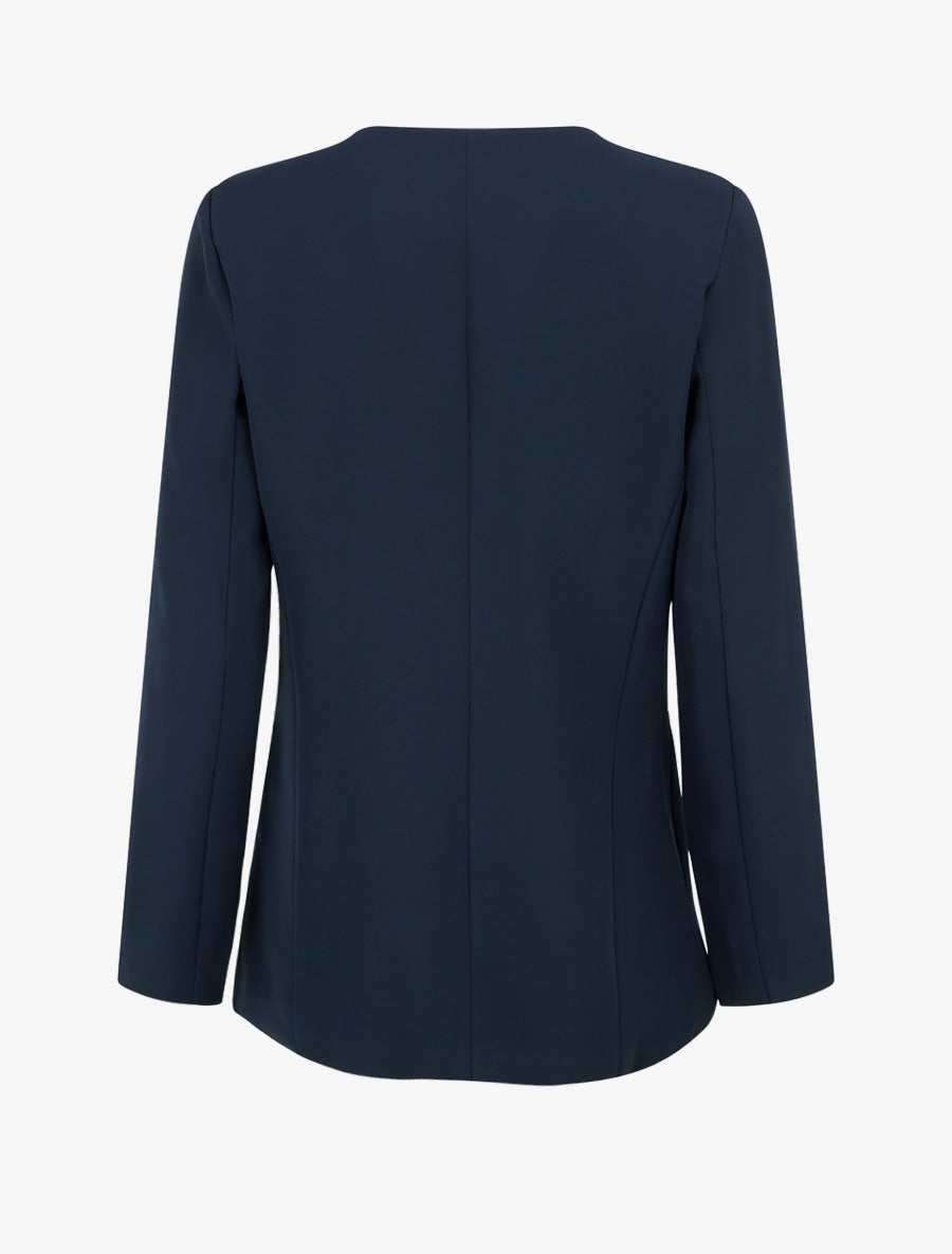 Blazer uni boutonné - Marine - 2