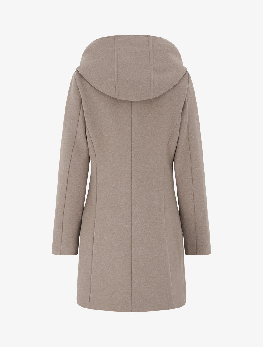 Manteau feutré à capuche et zip asymétrique - Taupe clair - 2