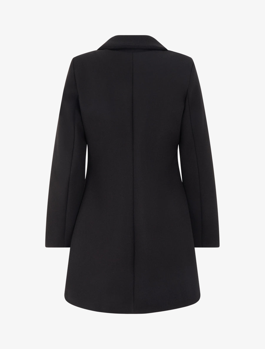 Manteau uni à col cranté - Noir - 2