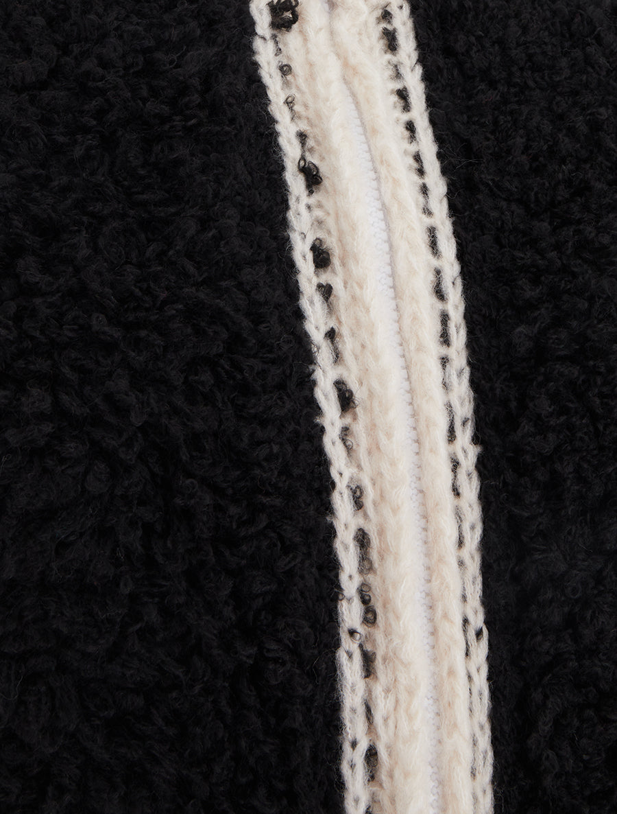 Gilet bicolore zippé à manches longues et col montant - Noir/blanc - 3