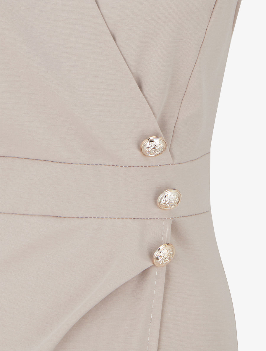 Robe portefeuille sans manches - Beige - 3