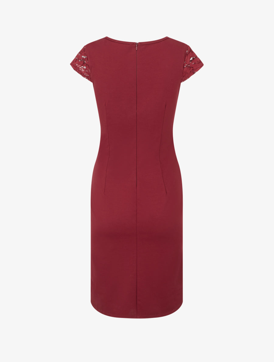 Robe portefeuille à buste dentelle - Bordeaux - 2
