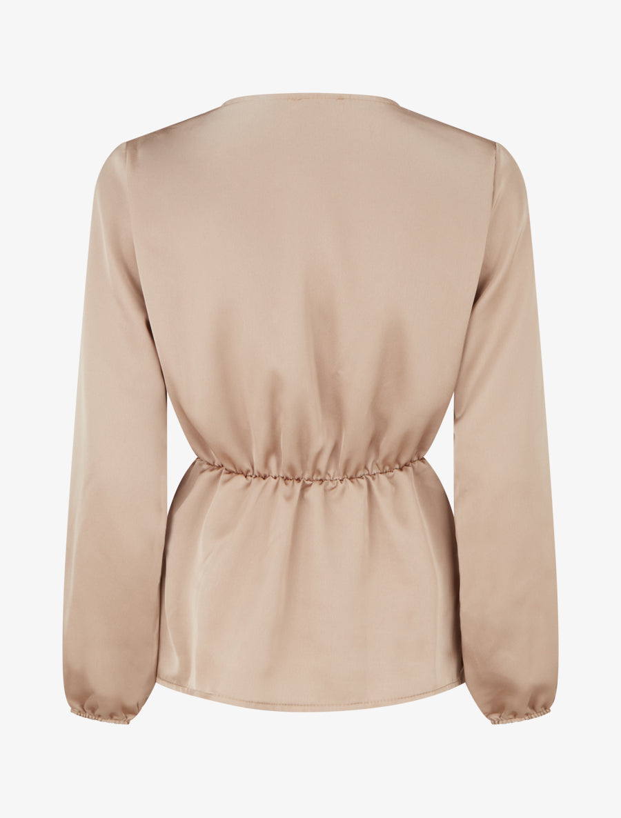 Top drapé et satiné à bijou - Beige - 2