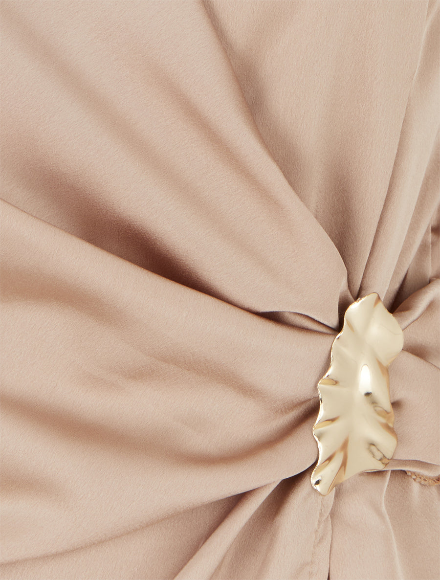 Top drapé et satiné à bijou - Beige - 3