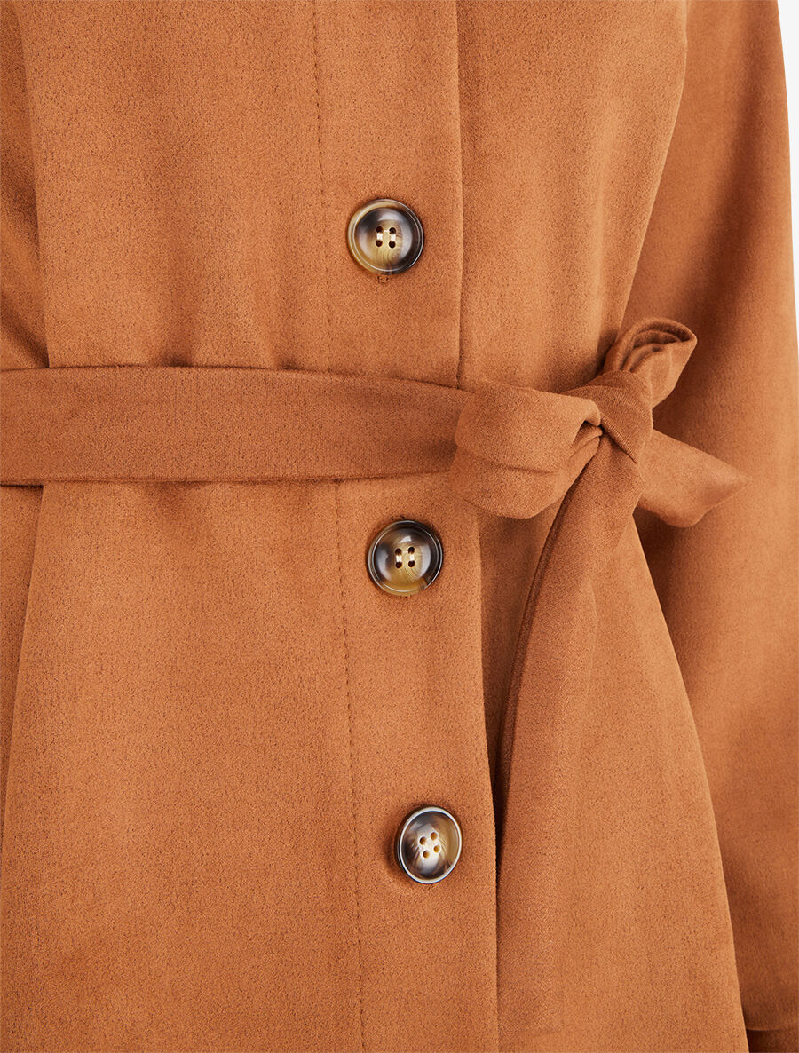 Robe chemise en suédine - Camel - 3