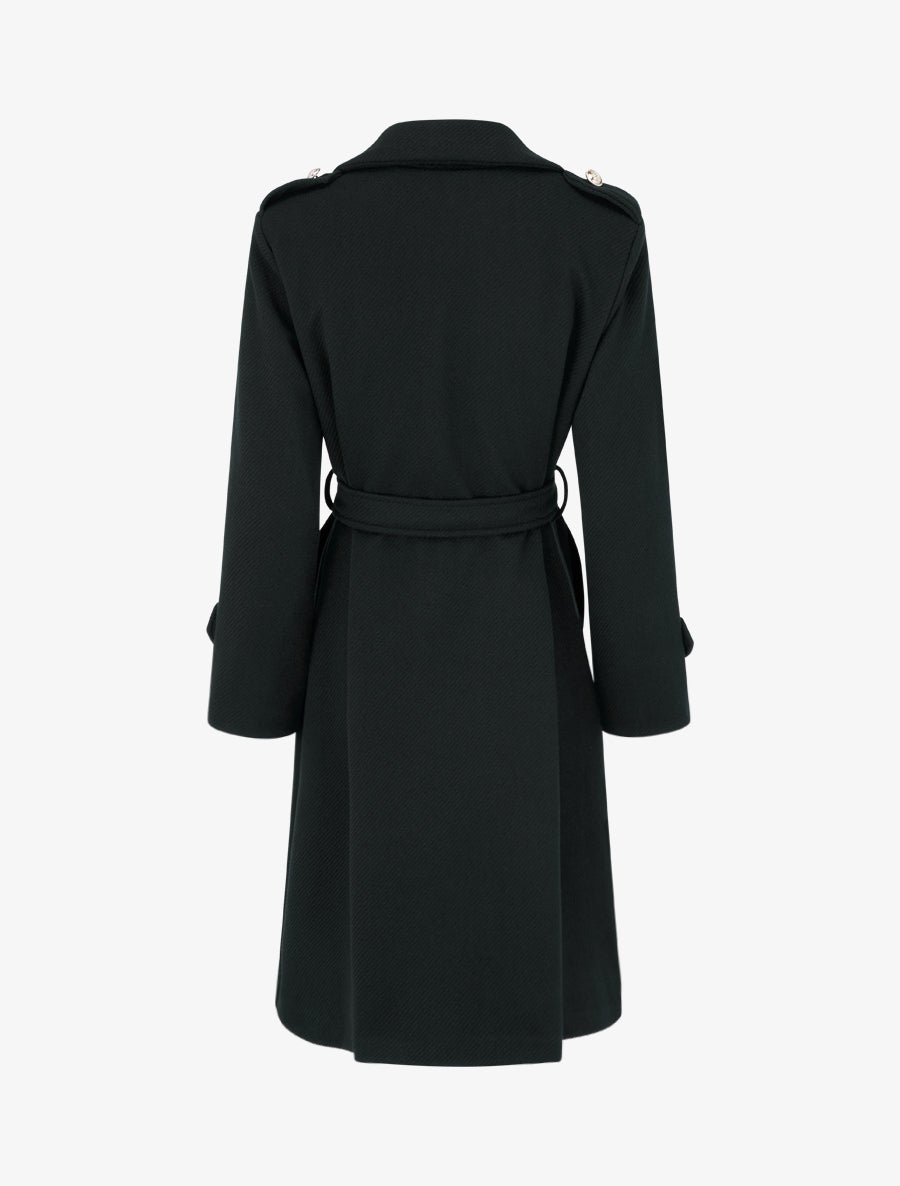 Manteau long à col cranté - Noir - 2