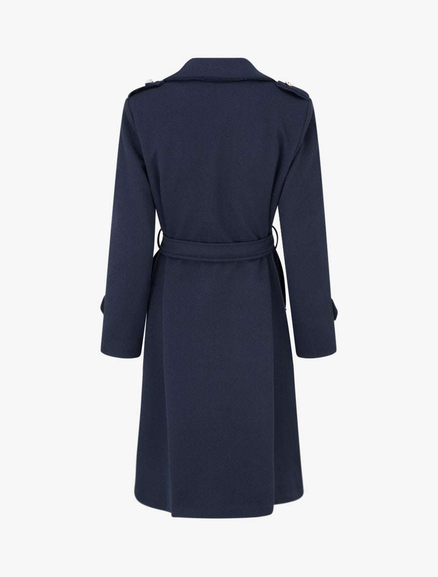 Manteau long à col cranté - Marine - 2