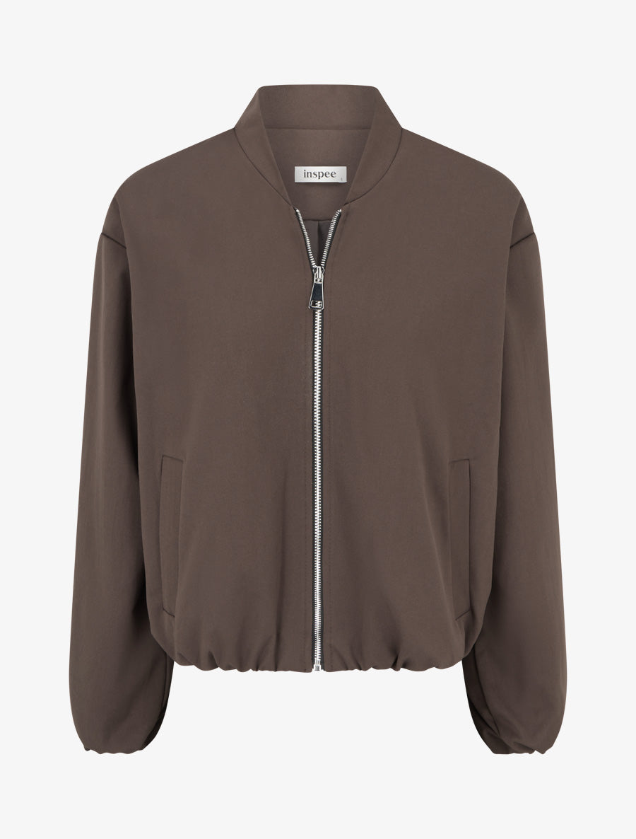 Bomber uni à bords élastiqués - Marron - 1