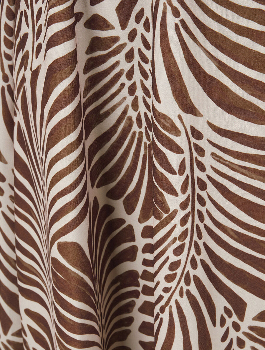 Robe évasée à jupe imprimé végétal - Marron - 3