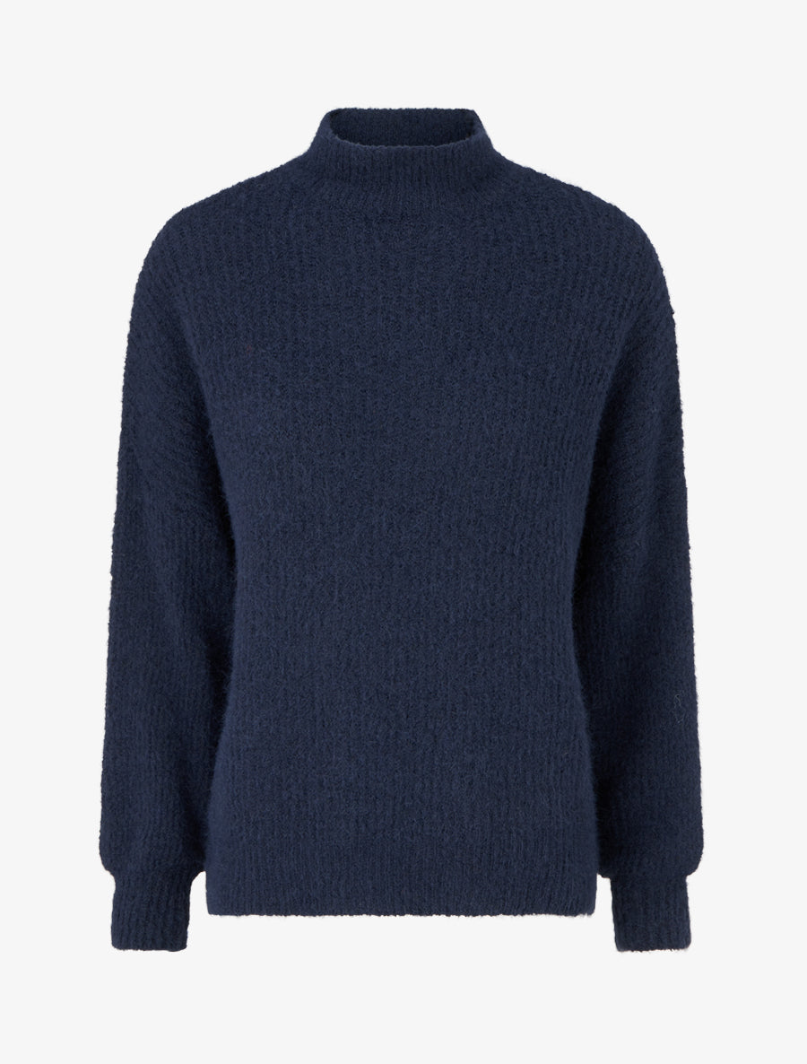 Pull en maille duveteux - Marine - 1