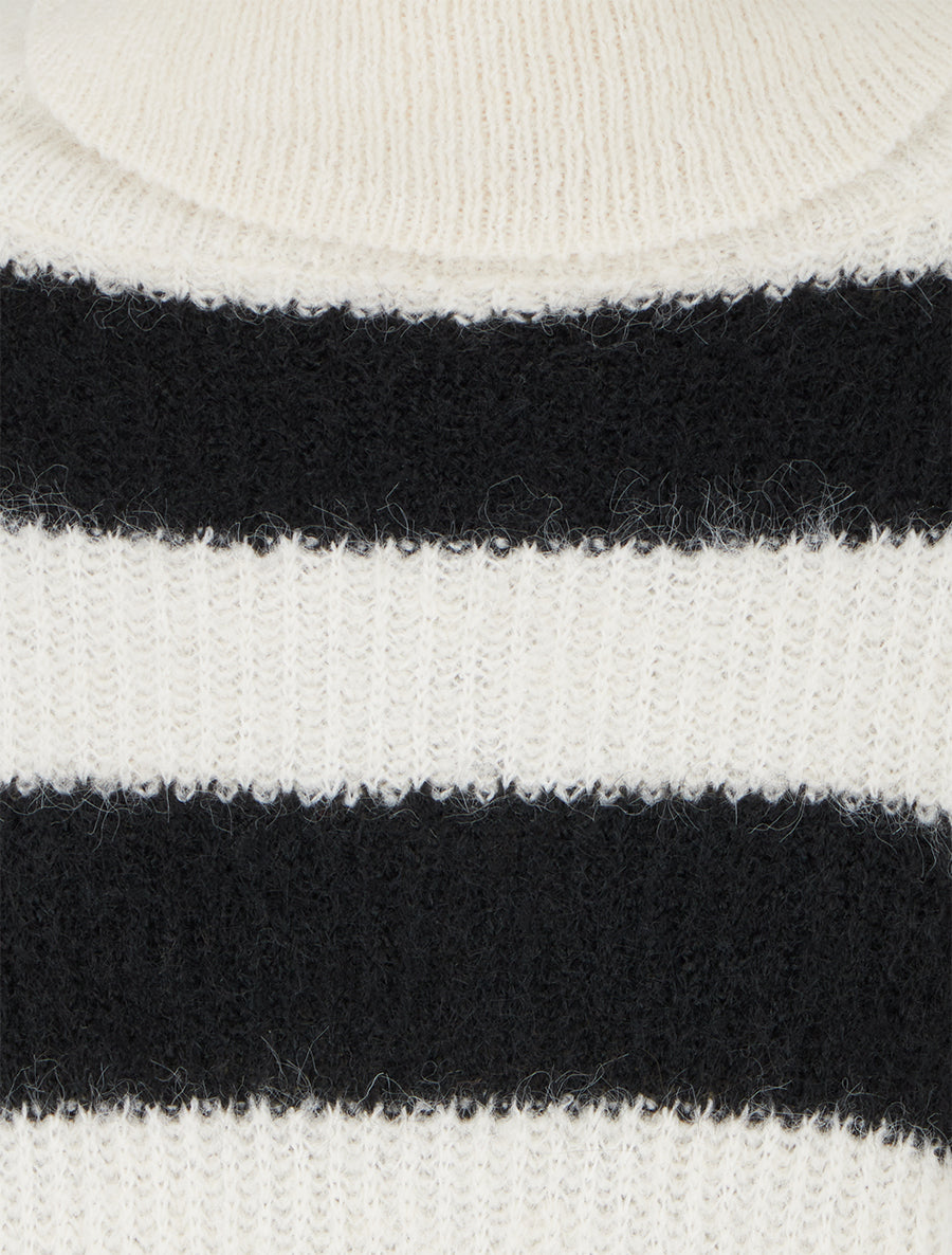 Pull rayé à col roulé - Crème/noir - 3