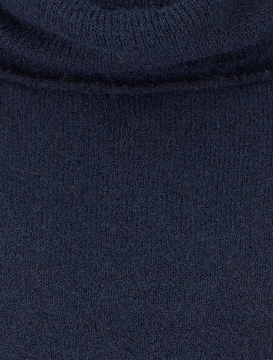 Pull en laine mélangée à col roulé - Marine - 3