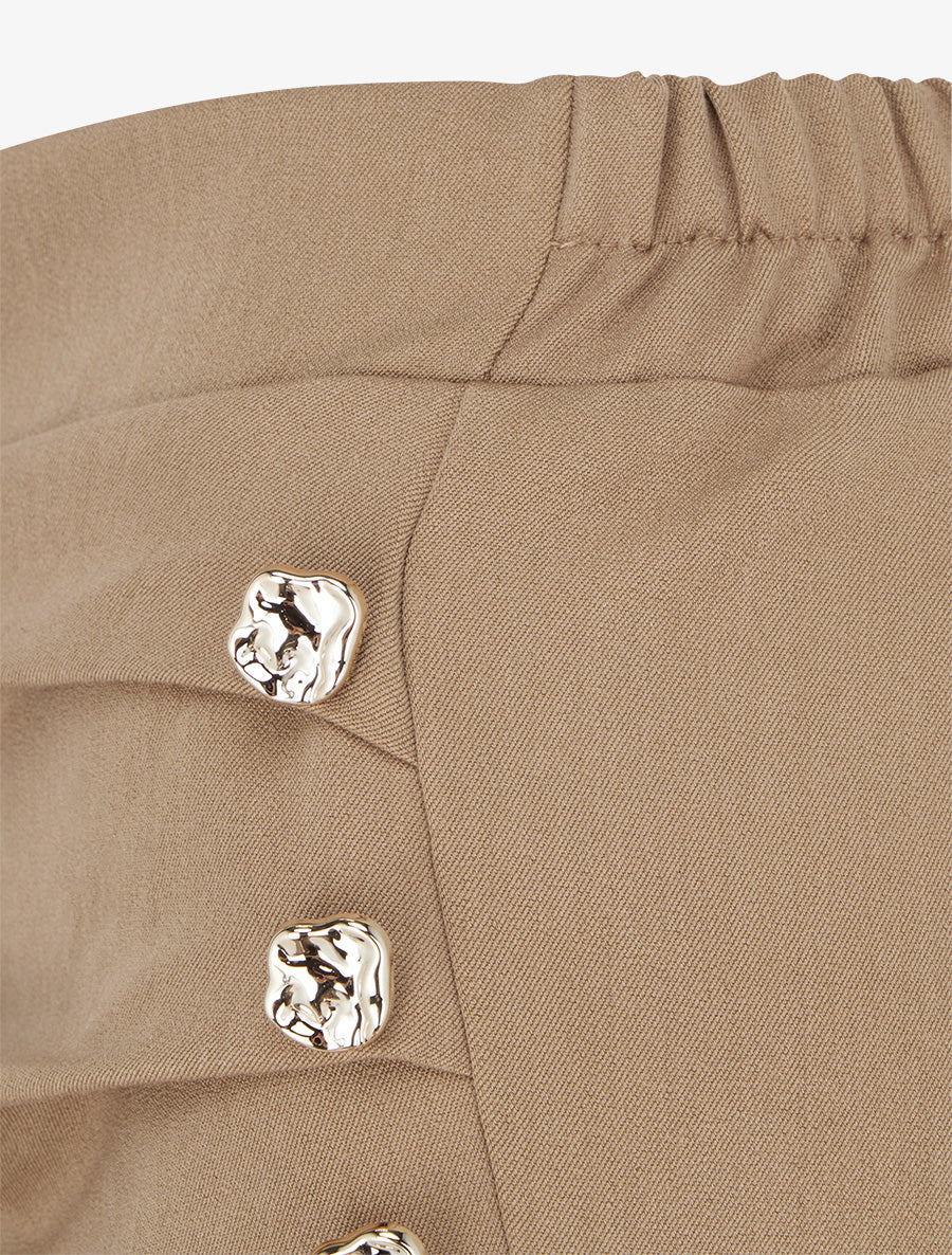 Pantalon ample taille haute et drapé - Camel clair - 3