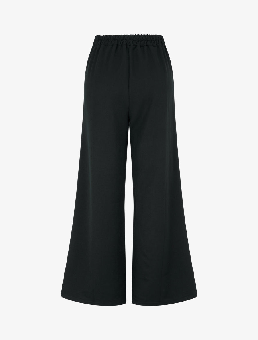 Pantalon ample taille haute élastiquée - Noir - 2