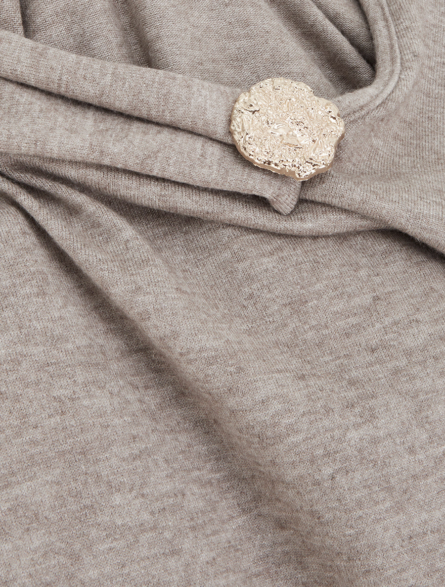 Pull fin à empiècement bijou - Taupe - 3