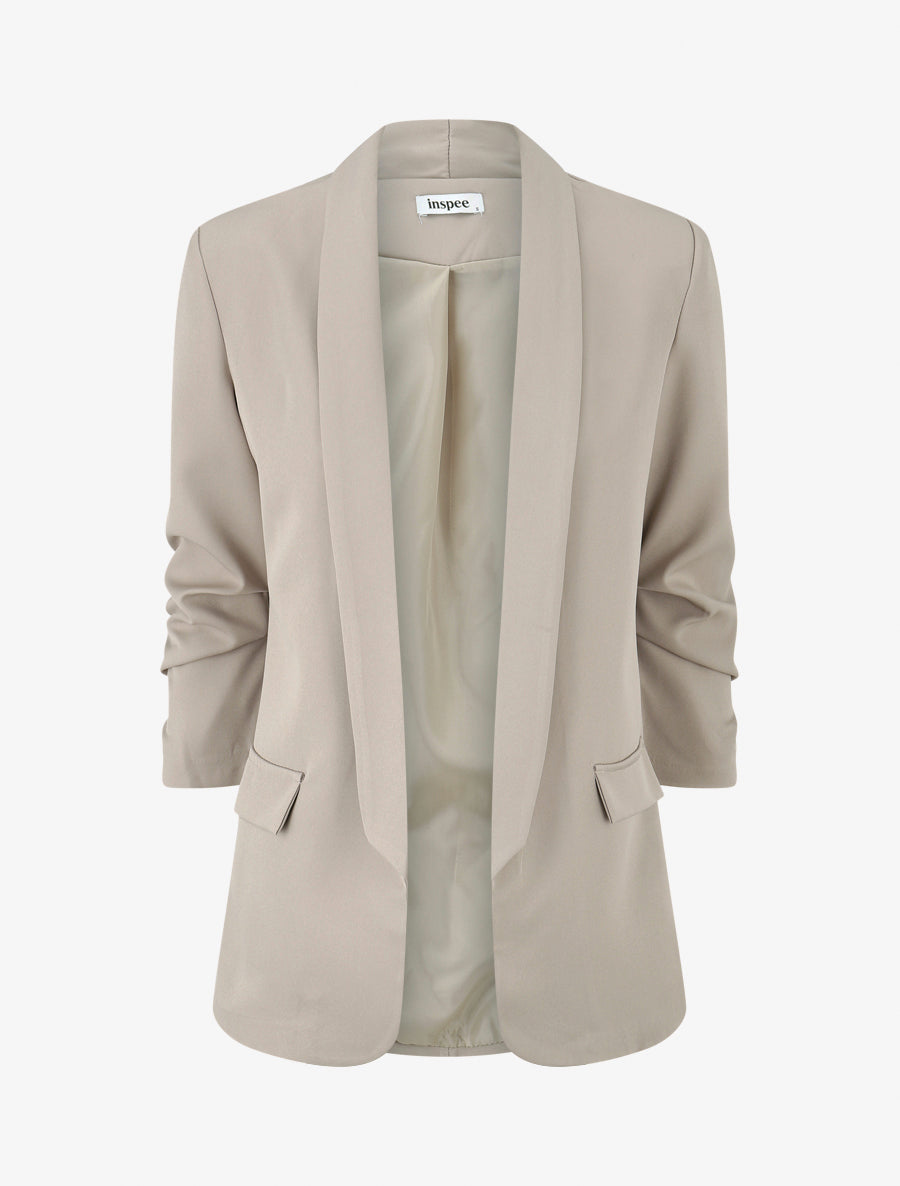 Veste droite à col rond et épaulettes - Rose - 1