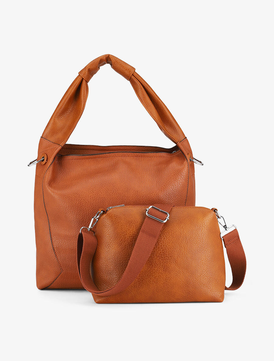 Sac cabas et pochette Saïma - Camel - 5