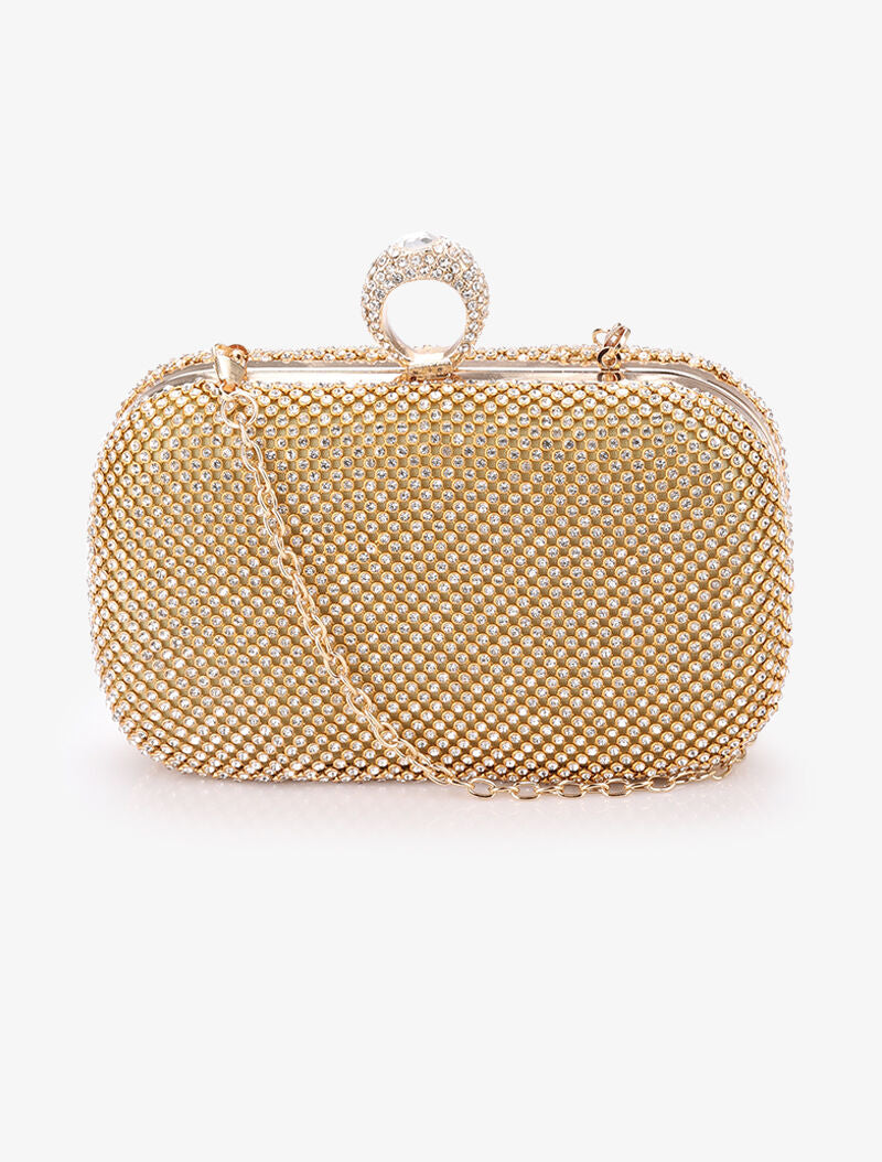 Minaudière à strass et fermoir bague - Or - 3