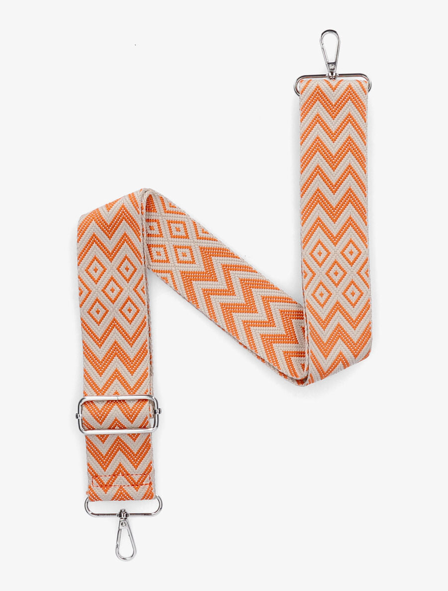 Bandoulière réglable en tissu motif graphique - Orange - 1