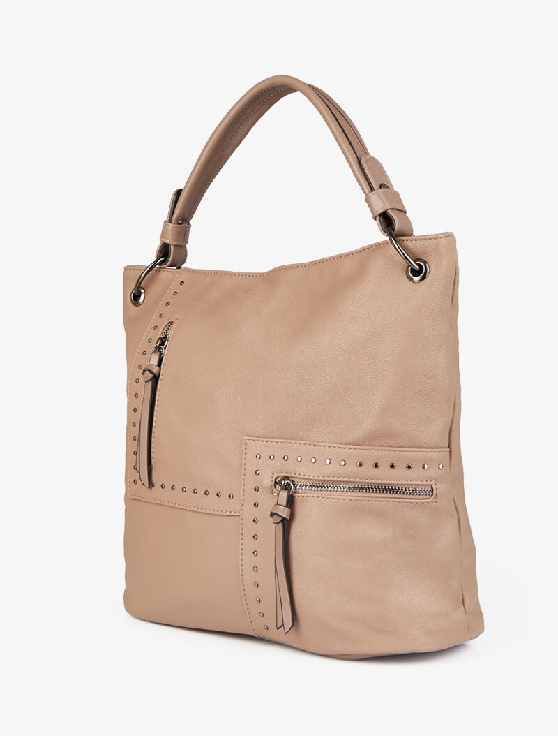 Sac cabas clouté Katia - Taupe - 2
