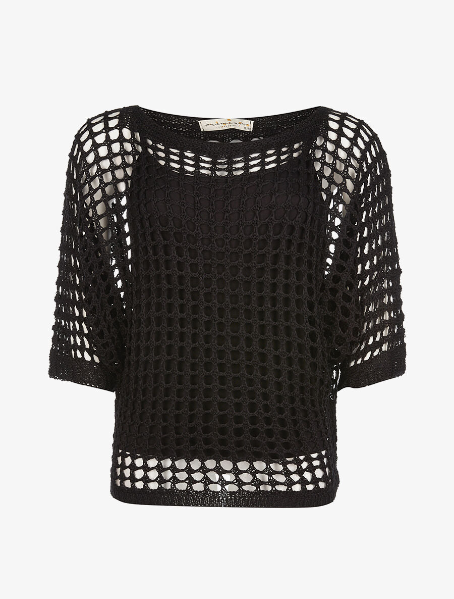 Pull filet et débardeur - noir - 1