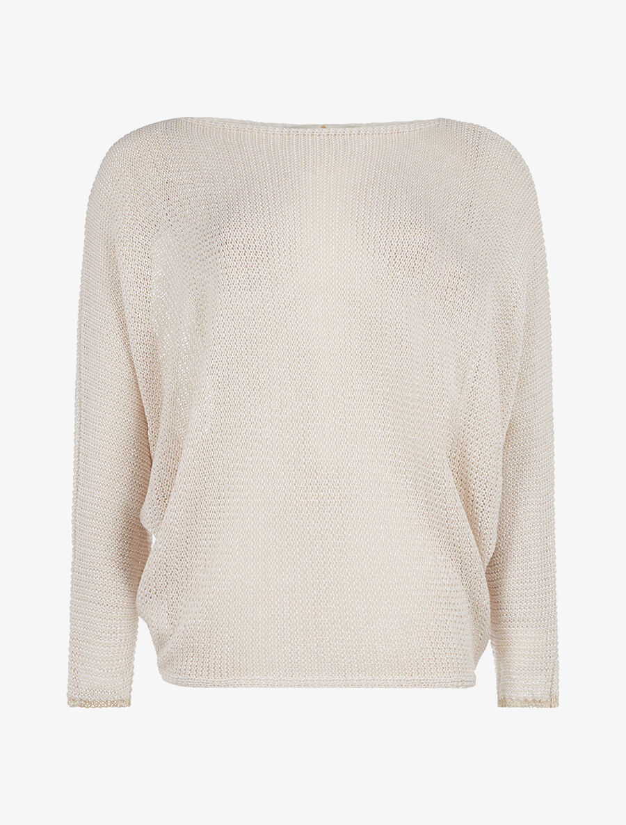 Pull chauve-souris mouliné - beige - 1