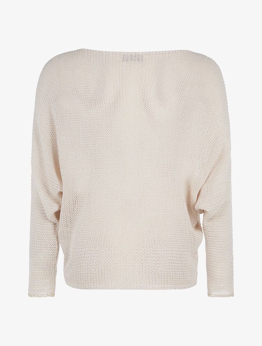 Pull chauve-souris mouliné - beige - 2